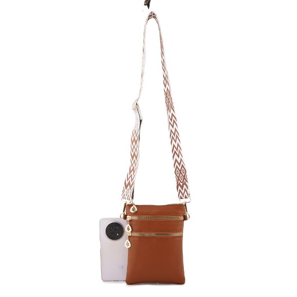 Artizanni Womens Crossbody Vegan Clutch Purse Satchel with Guitar Strap (Cognac) - Picture 6 of 11